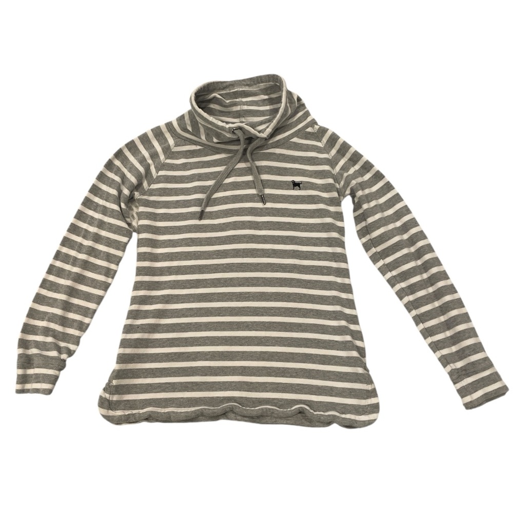 The Black Dog Women’s Gray and White Sweatshirt with Cowl Neck Size XS
